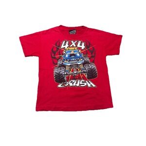 Y2K Top Heavy 4x4 Crush Monster Truck T Shirt Size Large Kids‎ Red